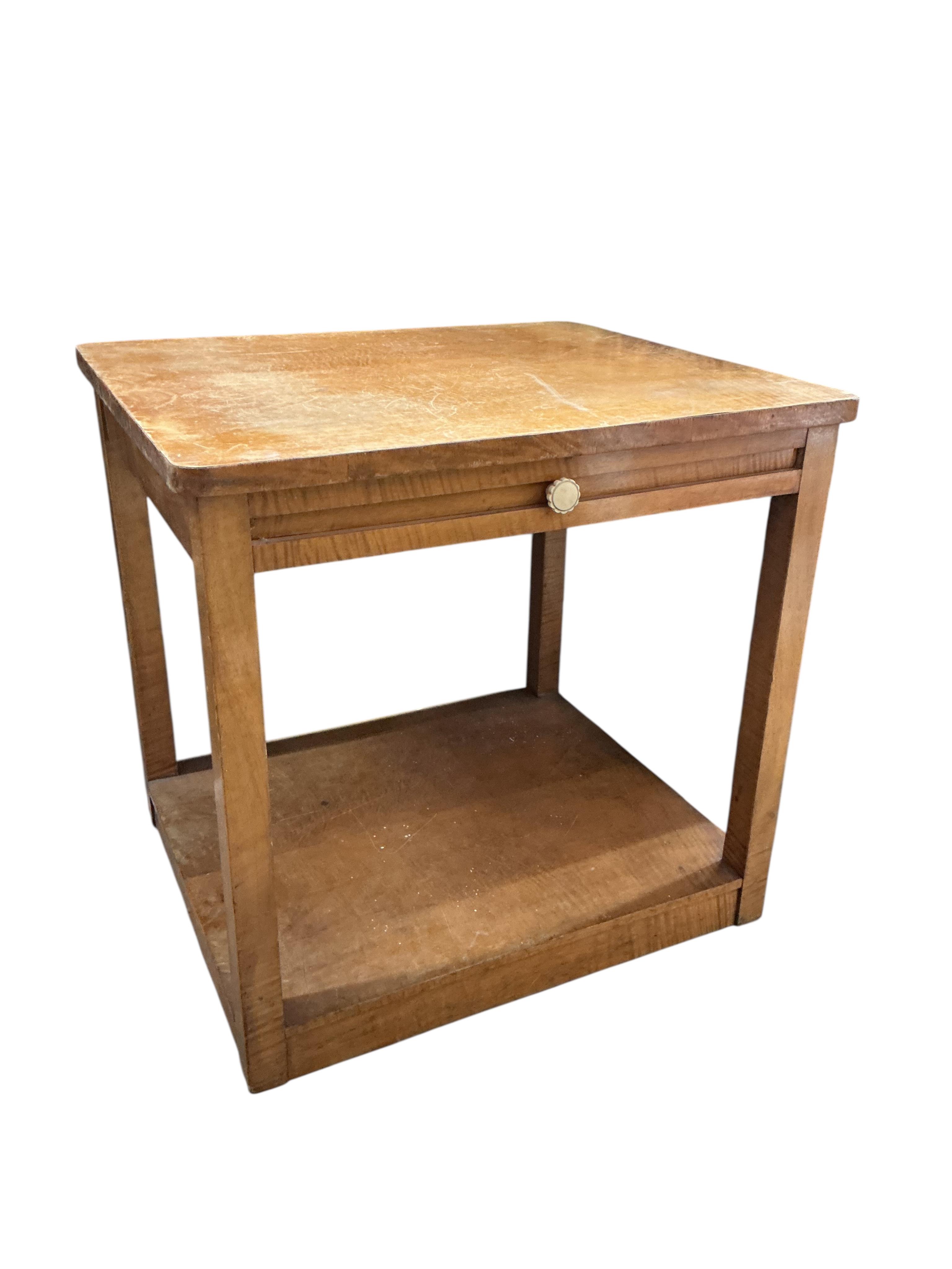 A Chinese carved hardwood vase stand, height 92cm together with a mid century two tier table